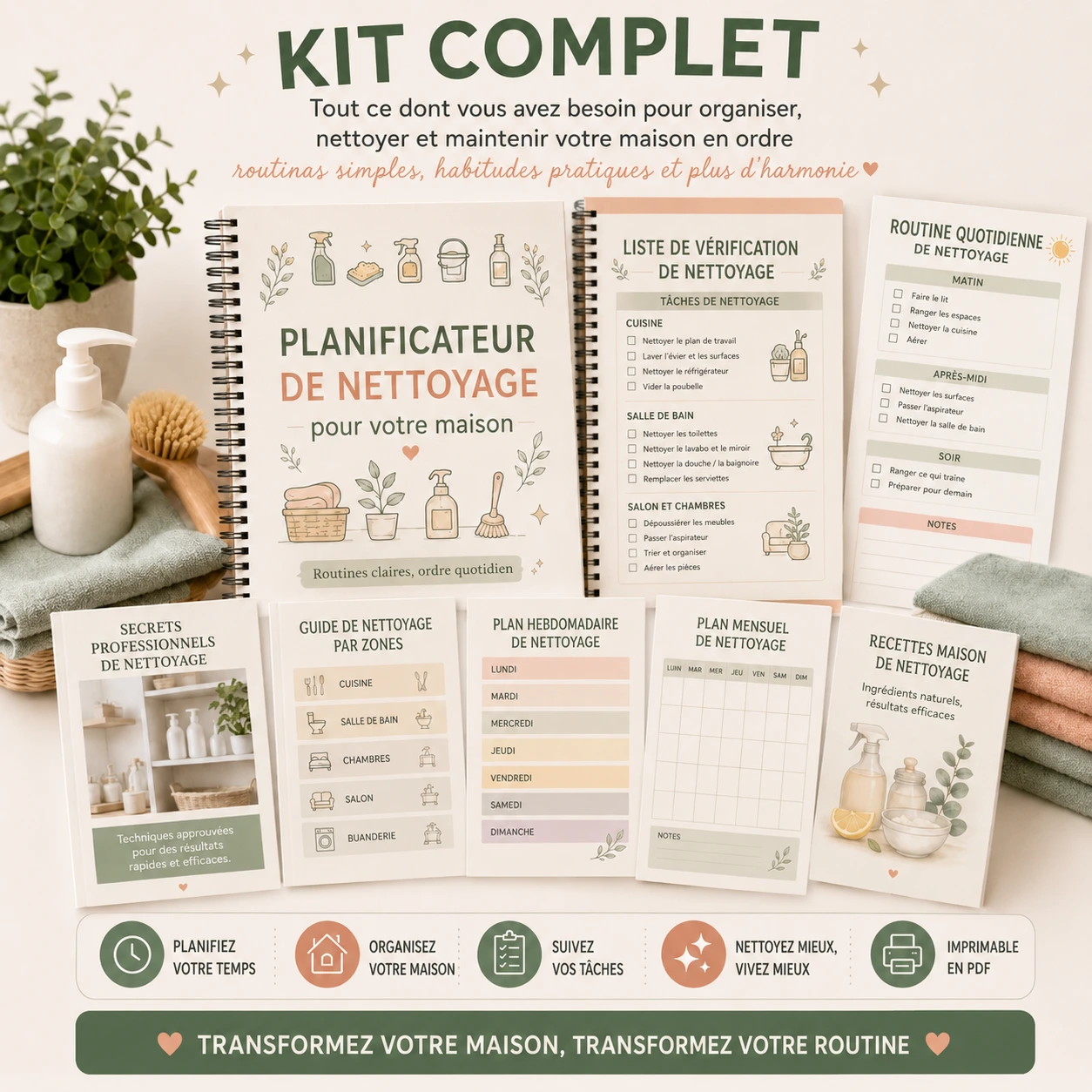 Kit Complet - Planificateur de Nettoyage + Bonus